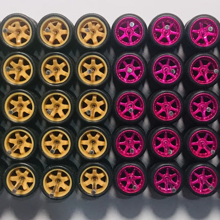 11mm wheels for 1/64 Scale Alloy Car Models 1/64 wheels with Tires + Axles for Hot Wheel/Matchbox/Domeka/Tomy 1:64