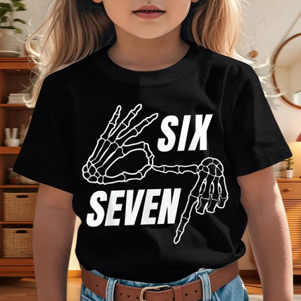 67 Meme T-Shirt for Boys Girls Fashion Splashed Ink 3D Print Girl Short Sleeve Tees Round Neck Tops Loose Children's Clothing