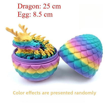 3D Printed Dragon Egg with Articulated Dragon Toy Flexible Chinese Dragon Model Figurine Home Desk Car Ornament Decor Gift