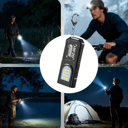 Mini COB LED Keychain Flashlight USB Rechargeable Torch with Magnetic Portable Powerful Working Light Outdoor Emergency Light