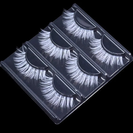 3 Pairs White Eyelashe  Fluffy Lace Colored False Lashes Vegan Silk Eye Lashes for Doll Cosplay Party Halloween Makeup