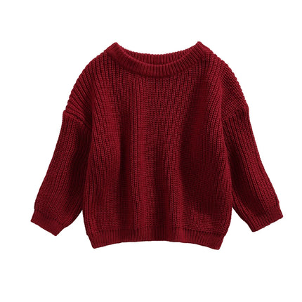 MISOWMNJOY Children Boy Girl Knit Sweater for Winter Kids Clothes Causal Solid Color Long Sleeve Pullover Tops Toddler Jumpers