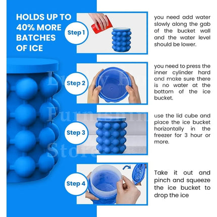 2-in-1 Portable Silicone Ice Cube Maker Cylinder Mold Ice Bucket with Lid Space Saving Wine Whiskey Chiller Bar Kitchen Gadgets