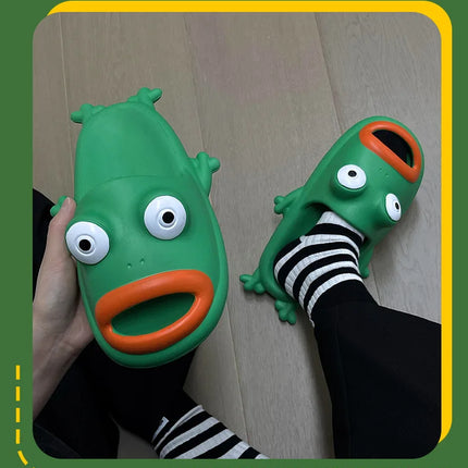 Frog House Slipper Cloud Woman Sandals Flip Flops Sandals Soft Sole Beach Non Slip Home Shoes Platform Weird Female Slides Men