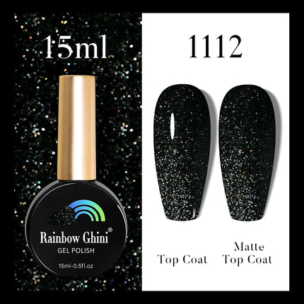 Rainbow Ghini 37Color Base Coat TPO/HEMA Free 15ml Fine Glitter Gel Polish For Manicure Nails Semipermanent Art Nail Supplies