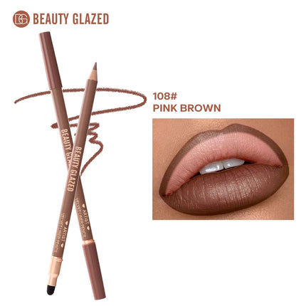 1pc Beauty Glazed Artist Velvet Lipliner Pencil With Sponge brush,Weightless Precise Liner with Super Soft Blendable Texture