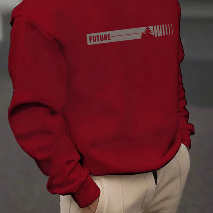 Men's autumn and winter fashionable casual loose fortune letter graphic printed long-sleeved round-neck sweatshirt