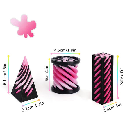 2/3/5/7pc Set 3D Printed Spiral Cone Prelearning 3D Printed Toy Spiral Pyramid Fidget Toy Stress Relief Christmas Gifts Ornament