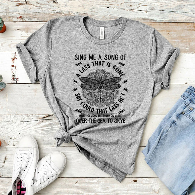 Outlander T-shirt Sing Me A Song Dragonfly Celtic Design Outlander Shirt Fraser Ridge Sassenach Tees Book Series Inspired Tops