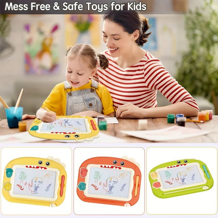 Little Genius Painter Magnetic Drawing Board Green, BPA-free Toddler Doodle Toy, Dinosaur Educational Kids Art Pad