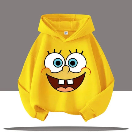 New Cute Cartoon SpongeBob SquarePants Autumn and Winter Fashion Cute Boys and Girls Daily Outing Warm Children's Hoodies