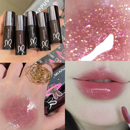 Cappuvini Water Glazed Mirror Lip Gloss Makeup Long Lasting Color Liquid Lipstick Crystal Jelly Moisturizing Lip Glaze Cosmetics