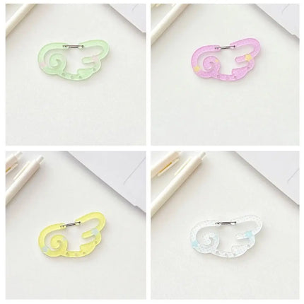 New Wings Shape Carabiner Acrylic Multipurpose Card Holder Keychain Candy Color Keyring Hook