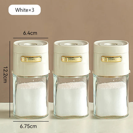 Kitchen Quantitative Salt Bottle Glass Sealed Moisture-Proof Seasoning Jar Outdoor Multi-Purpose Seasoning Box Can Adjustable