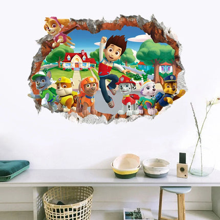 Cartoon 3d Paw Patrol Wall Stickers For Kids Rooms Living Room Boys Girls Children Bedroom PARTY DIY Home Decor