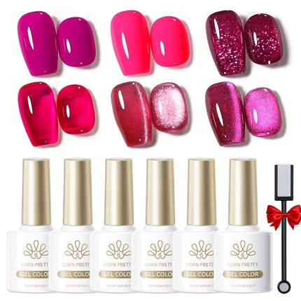 BORN PRETTY Cat Magnetic Moonlight Gel Nail Polish Set 10ml Sparking White Silver Water-light Soak Off UV Gel Nail Art Manicure