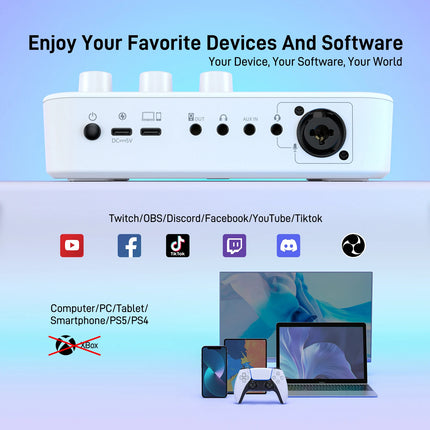 MAONO G1 NEO Gaming Audio Mixer,Streaming 4-Channel Custom Sound Effects RGB with XLR Microphone Interface,for GameVoice,Podcast