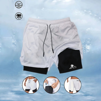 Summer Men's Printed 2-in-1 Running Shorts, Fitness and Casual Shorts (with Phone Pocket and Towel Loop), Factory Wholesale Pric