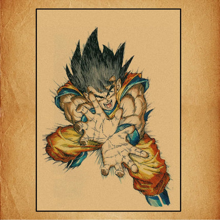 Japanese Surrounding Anime Retro Dragon Ball Poster Goku Gohan Vegeta Piccolo Friza Canvas Painting Print Wall Art Children Gift