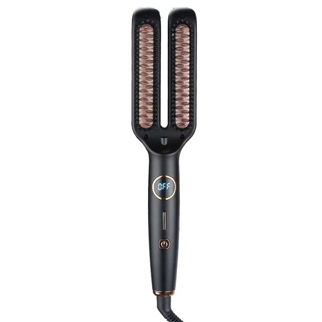 Electric Anti-Frizz Hair Hot Comb Brush Straightener, 2-in-1 Ceramic Hair Straightener Brush with LCD Digital Display