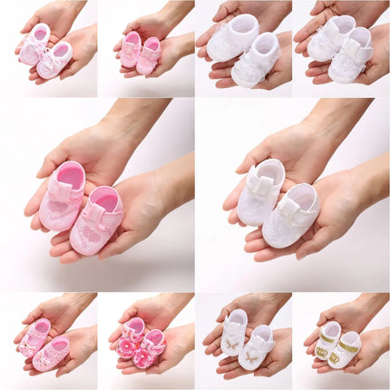 Newborn Baby's First Baptism Shoe: Newborn Boys and Girls' White Baptism Shoes Soft Sole Walking Shoes Multiple Styles-9CM/10CM
