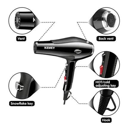 KEMEI KM-5822 High Quality 3500W High Power Two Speed Three Temperature Adjustment Professional Hair Dryer