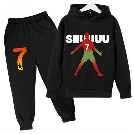 Spring Autumn Cr7 Ronaldo 3-12Y Children's Set Hoodie+Pants Suit 2-piece Set Boys Girls Casual Kids Tracksuits