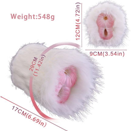 ELKKOST Silicone Animal Fantasy Male Masturbator with Fur Pocket Stroker Pussy Penis Sleeve Fake Vagina Anal Sex Toys for Men