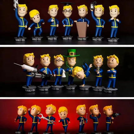 Anime Bobblehead Cute Vault Boy Full Set Action Figure Toys Collection Model Doll Desktop Ornament Display Boy Gifts