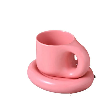 Creative Nordic minimalist ceramic coffee cup and plate set, niche high-end business ceramic mugs, drinking cups