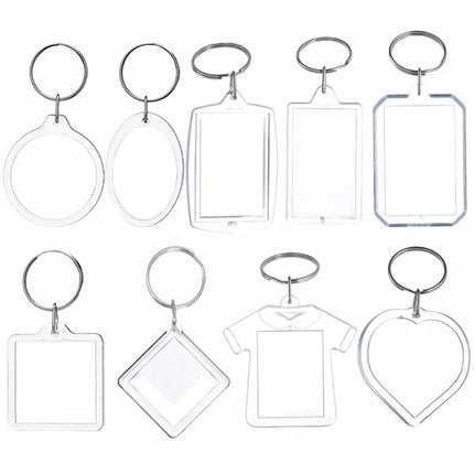 5/20pcs Transparent Photo Frame Keychain Tassels Snap-In Custom Insert Photo Acrylic Blank Keyring Clear Blank Picture Pendant