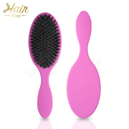 Hair Want Boar Bristle Hair Brush Matte Hair Extension Brush Nylon Paddle Cushion Detangling Smoothing Comb for Hair and Wigs