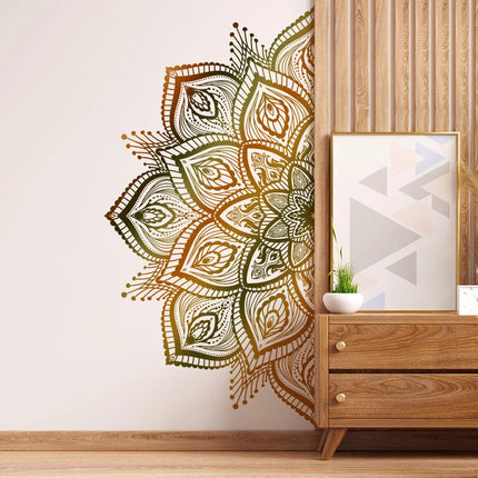 Dark Golden Mandala Wall Stickers For Living Room Bedroom Wall Decoration Pure Black Self Adhesive Decor Sticker Wallpapers