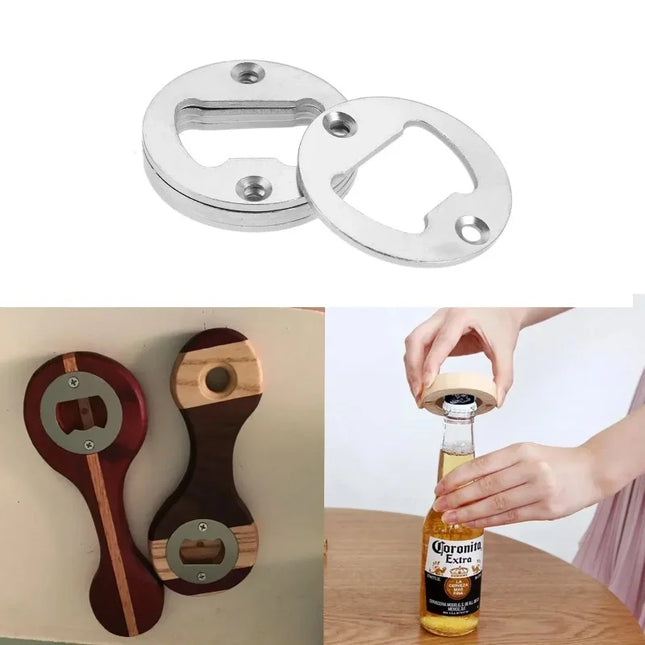 Bottle Opener Insert with Screw, 40mm Round Iron Corn Beer Opener, Antique Bronze Silver, Fit for Bar/Home/Restaurant/Kitchen/Pub