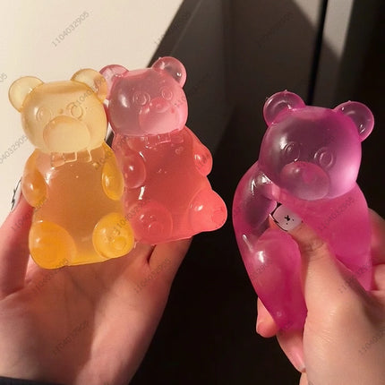 Colorful Gummy Bear Fudge Squeeze Toy Jelly Bean Gummy Candy Fidget Hand Relax Toy Anti-Stress Release for All Ages