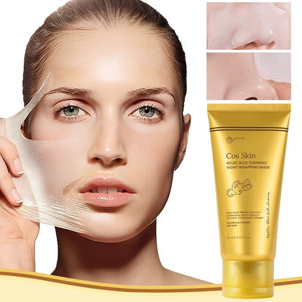 Kojic Acid Turmeric Overnight Wrapping Peel Off Mask Nourishes Hydrolyzed Collagen Glowing Skin Skin Firmnes Women Skincare