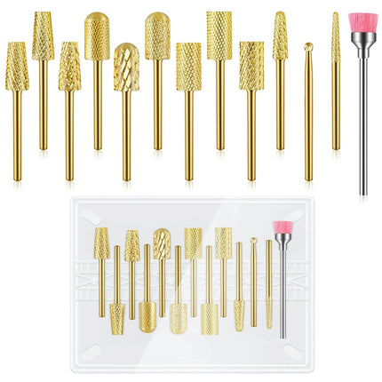 13PC Nail Polish Head Milling Cutter Set, Used for Nail Beauty Deburring Gel Dead Skin, Automatic Polishing Machine Accessories