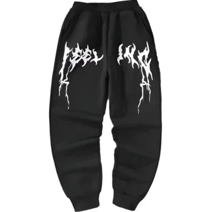 Harajuku Red Spider Lily Print Casual WideLeg Cargo Pants Japanese Unisex Street Fashion Loose Fit Comfortable Oversize Daily