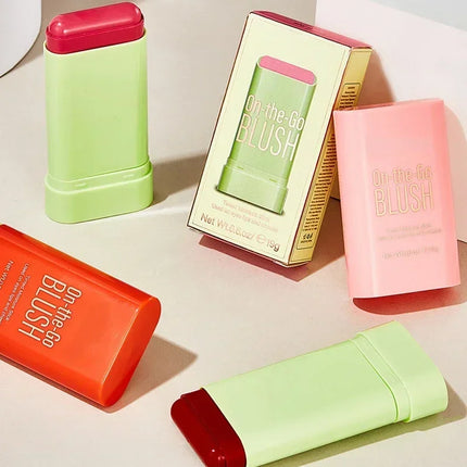 Multi-function Blush Stick Natural Cheek Face Rouge Blusher Cream Lasting High Color Rendering Brightening Skin Tone Waterproof