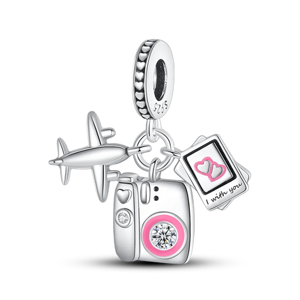 925 Sterling Silver Travel Passport Trunk Charms Fit Original Bracelet Diy Airplane Earth Beads for Jewelry Making Gift