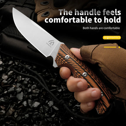 High-quality steel fixed blade, outdoor knife, camping knife with high-hardness stainless steel integrated skeleton and sheath,