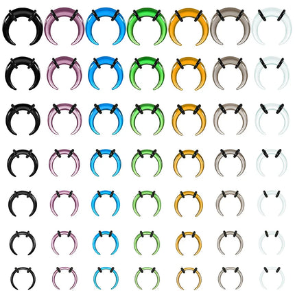Casvort 1PCS Cozy Glass Stretching Kits Pincher Taper with O-Rings Buffalo Septum Retainers Hypoallergenic Piercing Jewelry