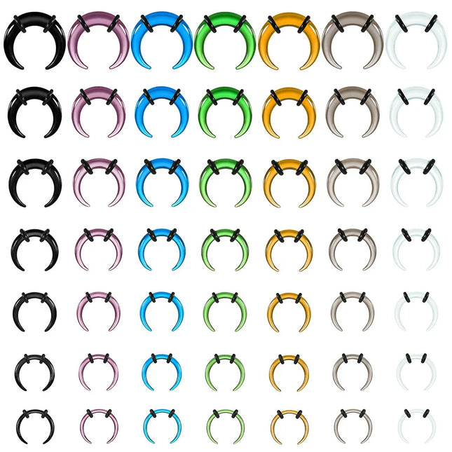 Casvort 1PCS Cozy Glass Stretching Kits Pincher Taper with O-Rings Buffalo Septum Retainers Hypoallergenic Piercing Jewelry