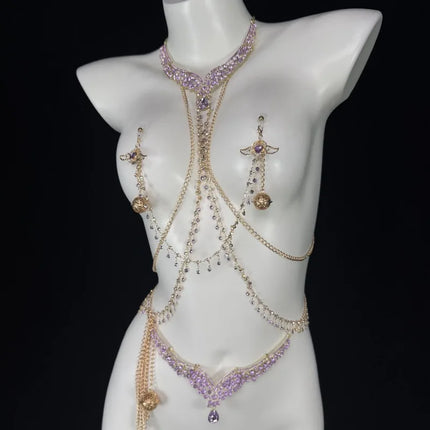 Amethyst Bell Nipple Clip All-in-One Erotic Nipple Chains 5 Sizes of Butt Plugs Breast Stimulation Sexy Accessories BDSM Sex Toy