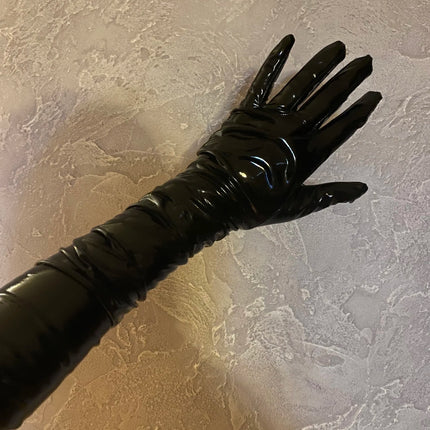 New Sexy Women PU Leather Gloves Shiny Long Gloves Punk Mitten Party Clubwear Cosplay Stage Costume Accessories