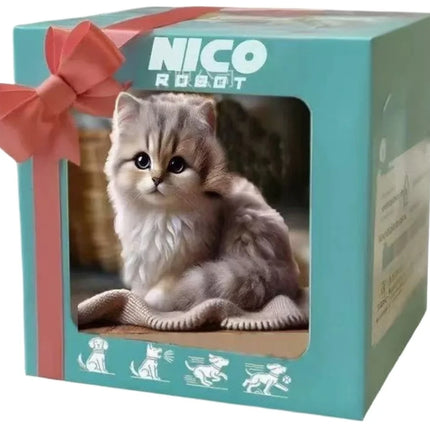 2026 Walking Meowing E-Cat Toy Realistic Fluffy Kitten W/6 Sounds, Auto-Running Pet Simulator Christmas Gift