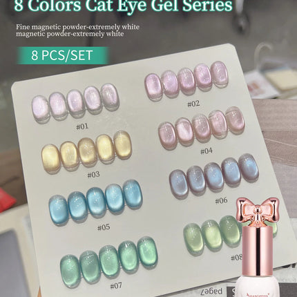 10ml Sweetheart Cat Magnetic Gel Nail Polish Soak Off UV/LED Nail Varnish Sparkling Glass Bead Cat Eye Gel Effect Nail Salon DIY
