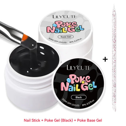 LILYCUTE 8ml 2/3/4PCS Poke Poke Gel Nail Polish Set Black White Wave Texture Nail Painting Art Gel Soak Off UV LED Varnish Kit