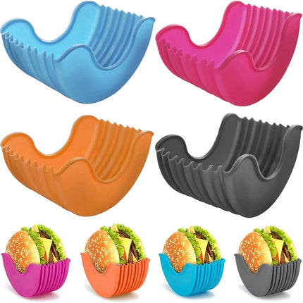 Retractable Burger Fixed Box Adjustable Hamburger Holders Reusable Washable Retractable Hamburger Clip Silicone Rack Holder