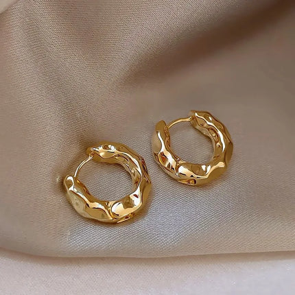 Stainless Steel Smooth Metal Chunky Hoop Earrings For Women Girls Fashion Round Circle Hoops Statement Earrings Punk Jewelry